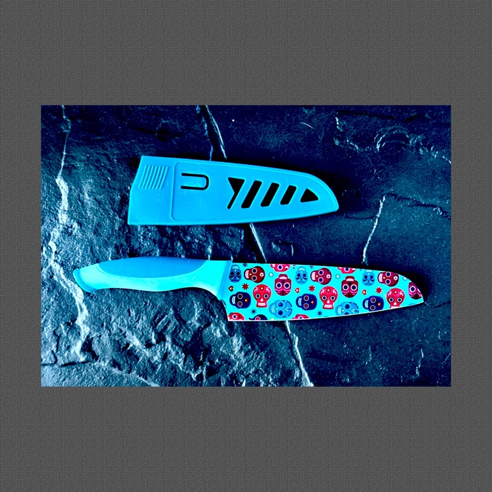 Kitchen Knife with Sugar Skull Blade Pattern